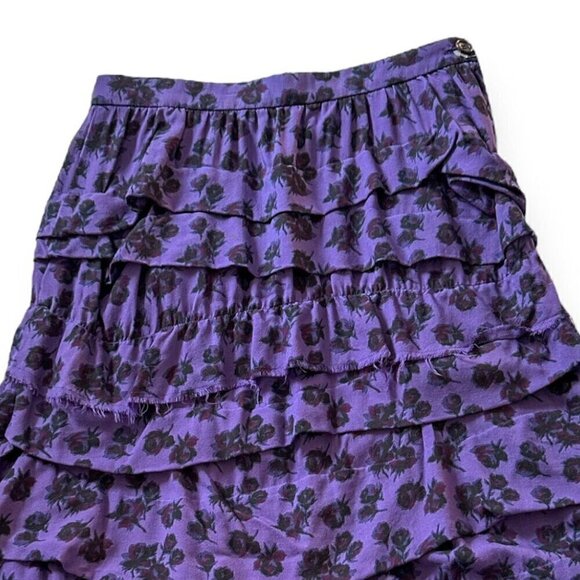COMME DES GARÇONS Tricot  Floral Print Wool Tiered Midi Skirt - Picture 9 of 14